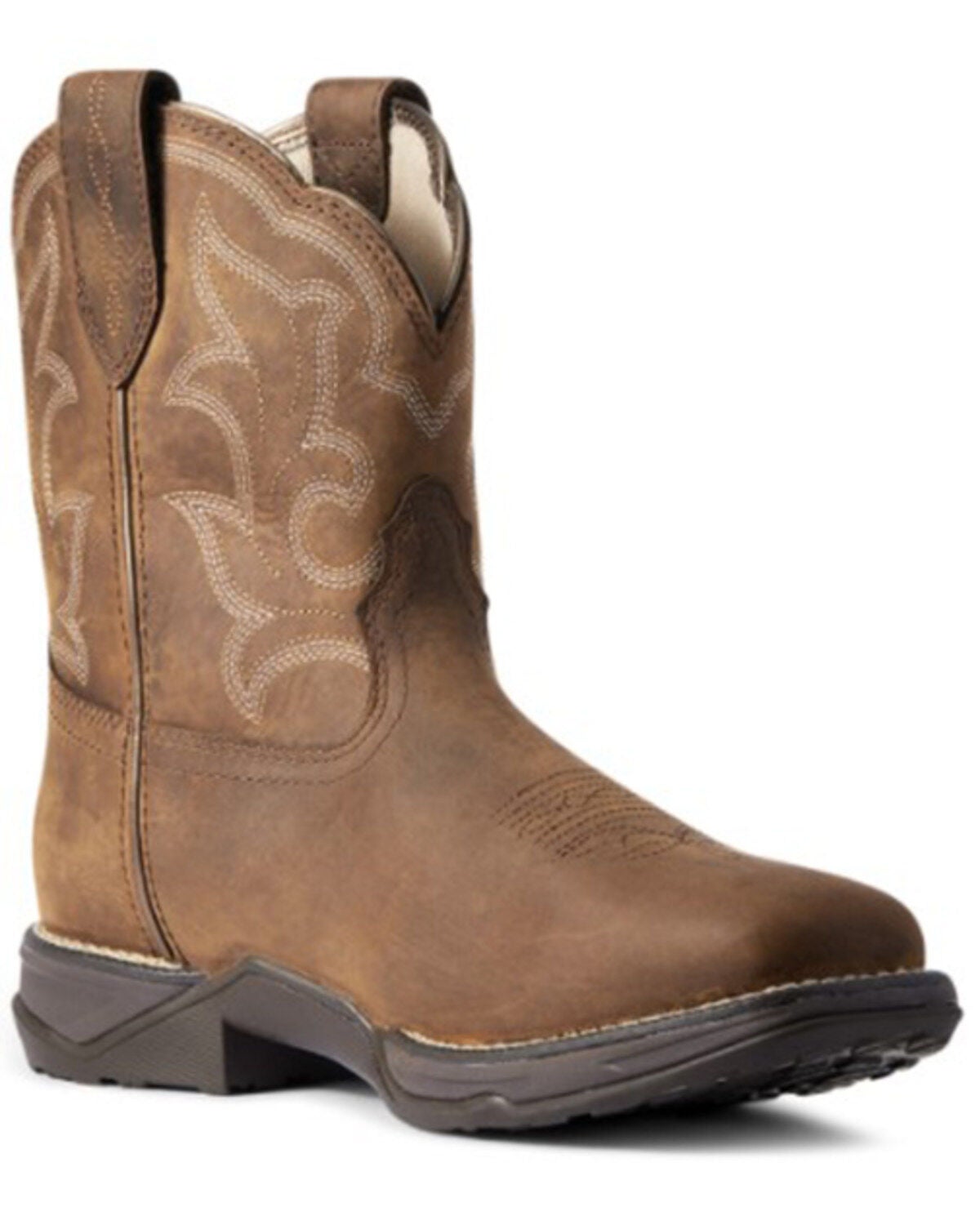 Ariat Women's Distressed Brown Anthem Shortie II H20 Full-Grain Western Boot - Square Toe, Brown, hi-res