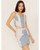Understated Leather Women's Lil Mamma Denim Leather Bustier Top, Blue, hi-res