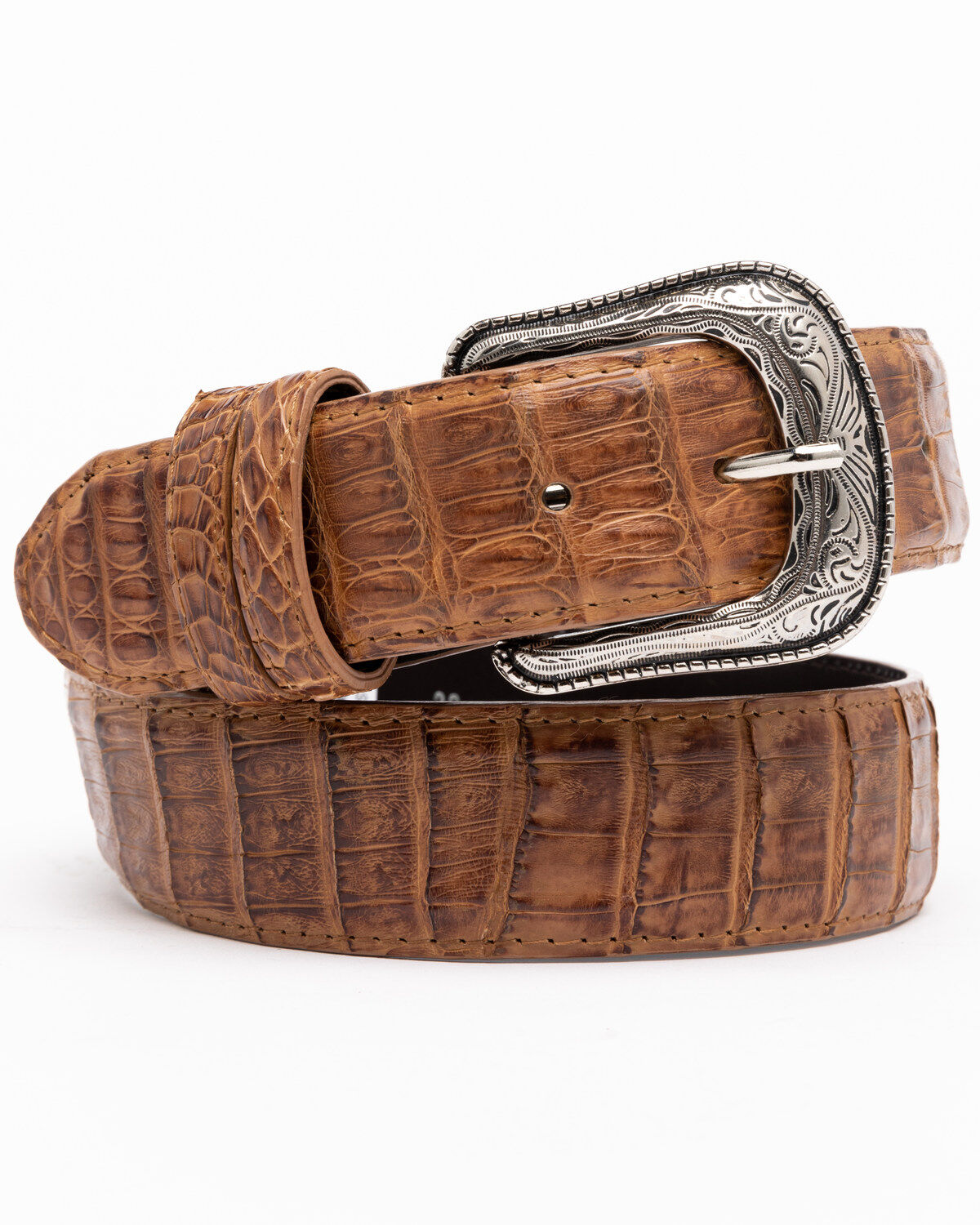 Cody James Men's Hornback Caiman Exotic Belt, Brown, hi-res