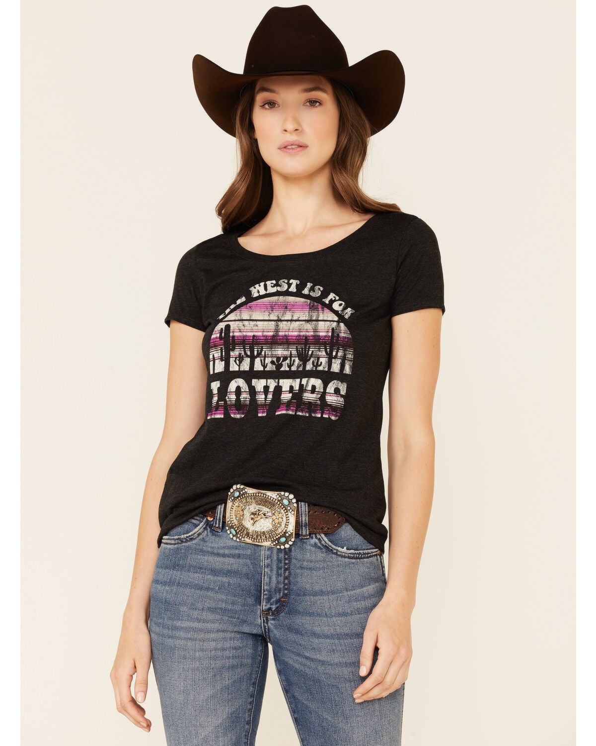Image #1 - Shyanne Women's The West Is For Lovers Graphic Short Sleeve Tee, , hi-res