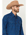 Image #2 - Wrangler Retro Men's Plaid Print Long Sleeve Snap Flannel Shirt, Blue, hi-res