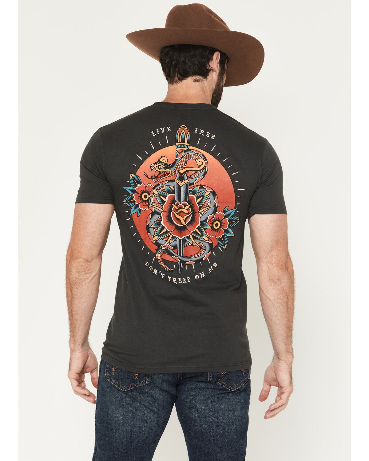 Howitzer Men's Don't Tread on Me Snake Short Sleeve Graphic T-Shirt, Black, hi-res