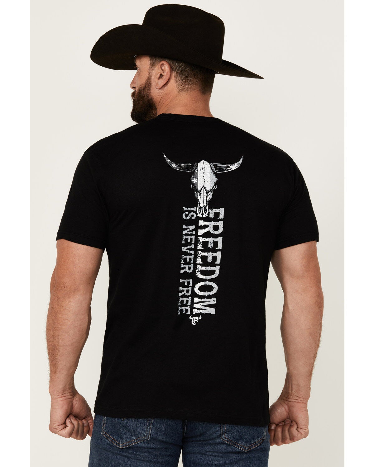 Cowboy Hardware Men's Freedom Is Never Free Short Sleeve Graphic T-Shirt, Black, hi-res
