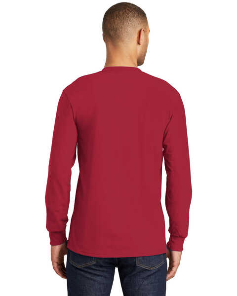 Image #2 - Port & Company Men's Red Essential Pocket Long Sleeve Work T-Shirt, , hi-res