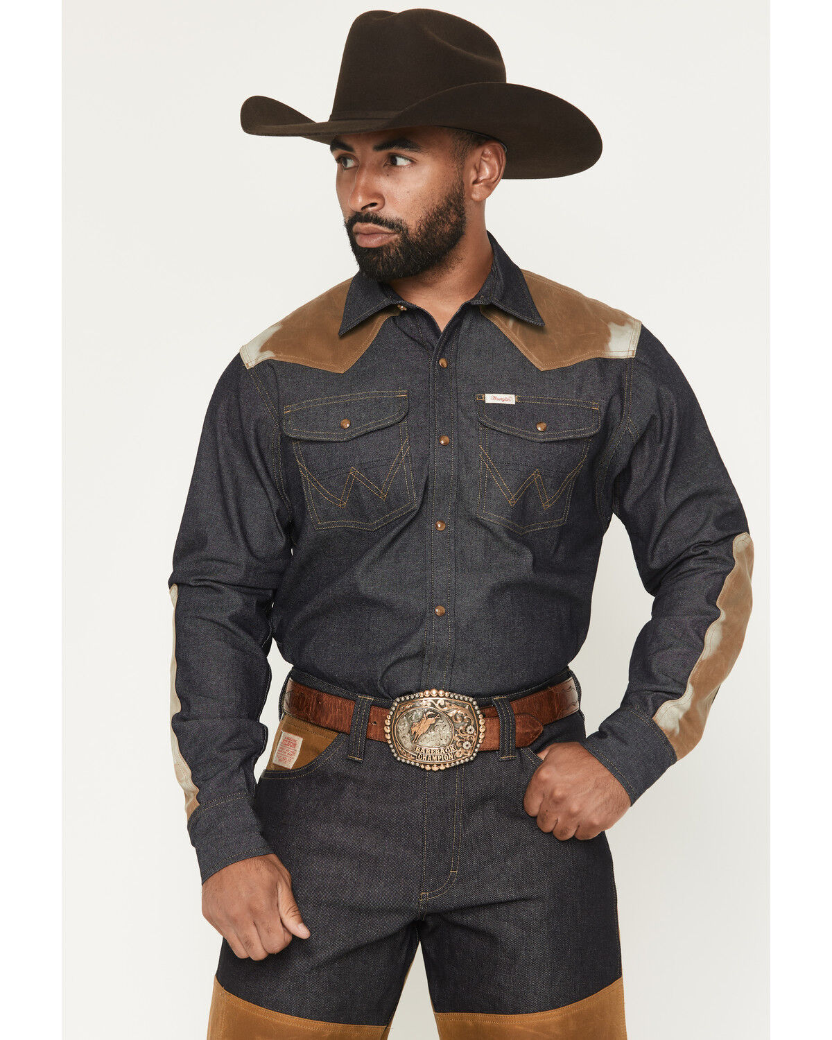 Image #1 - Wrangler X Filson Men's Adventure Long Sleeve Snap Western Shirt, Indigo, hi-res
