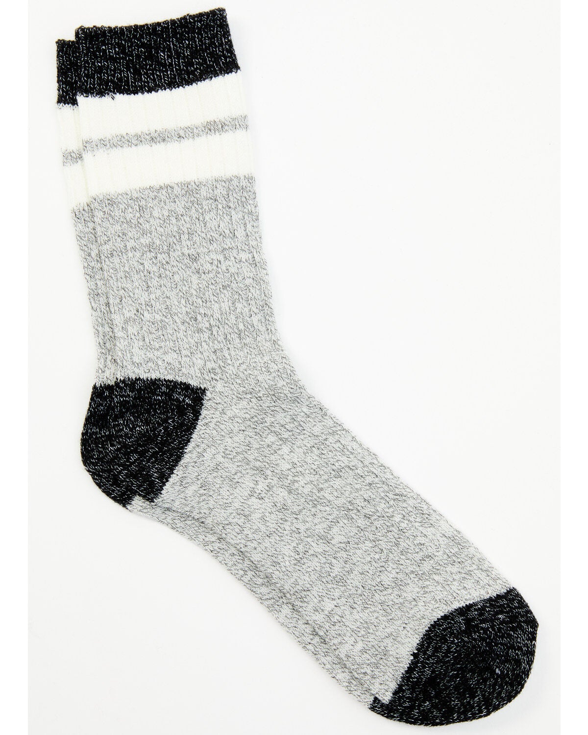 Brother's and Sons Men's Gray Rugby Stripe Crew Socks, Heather Grey, hi-res