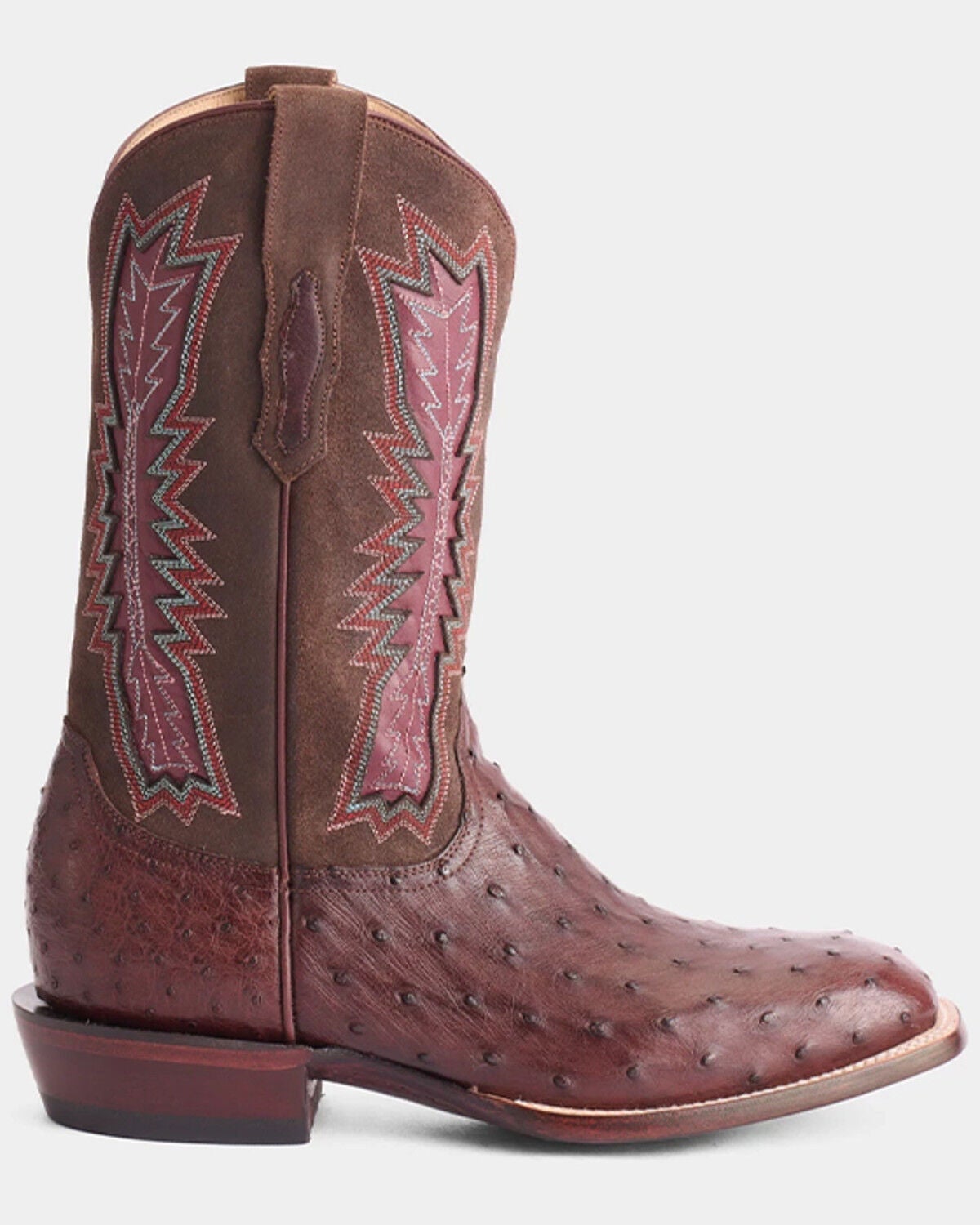 Image #1 - Lucchese Men's Roscoe Exotic Full Quill Ostrich Suede Western Boots - Broad Square Toe, Brown, hi-res