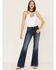 7 For All Mankind Women's Dojo Trouser Flare Jeans, Blue, hi-res