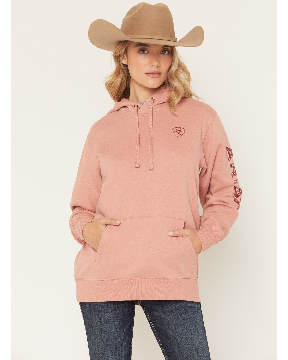 Ariat Women's Boot Barn Exclusive Southwestern Print Logo Hoodie, Pink, hi-res