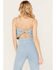Understated Leather Women's Bluegrass Rhinestone Denim Crop Top, Blue, hi-res