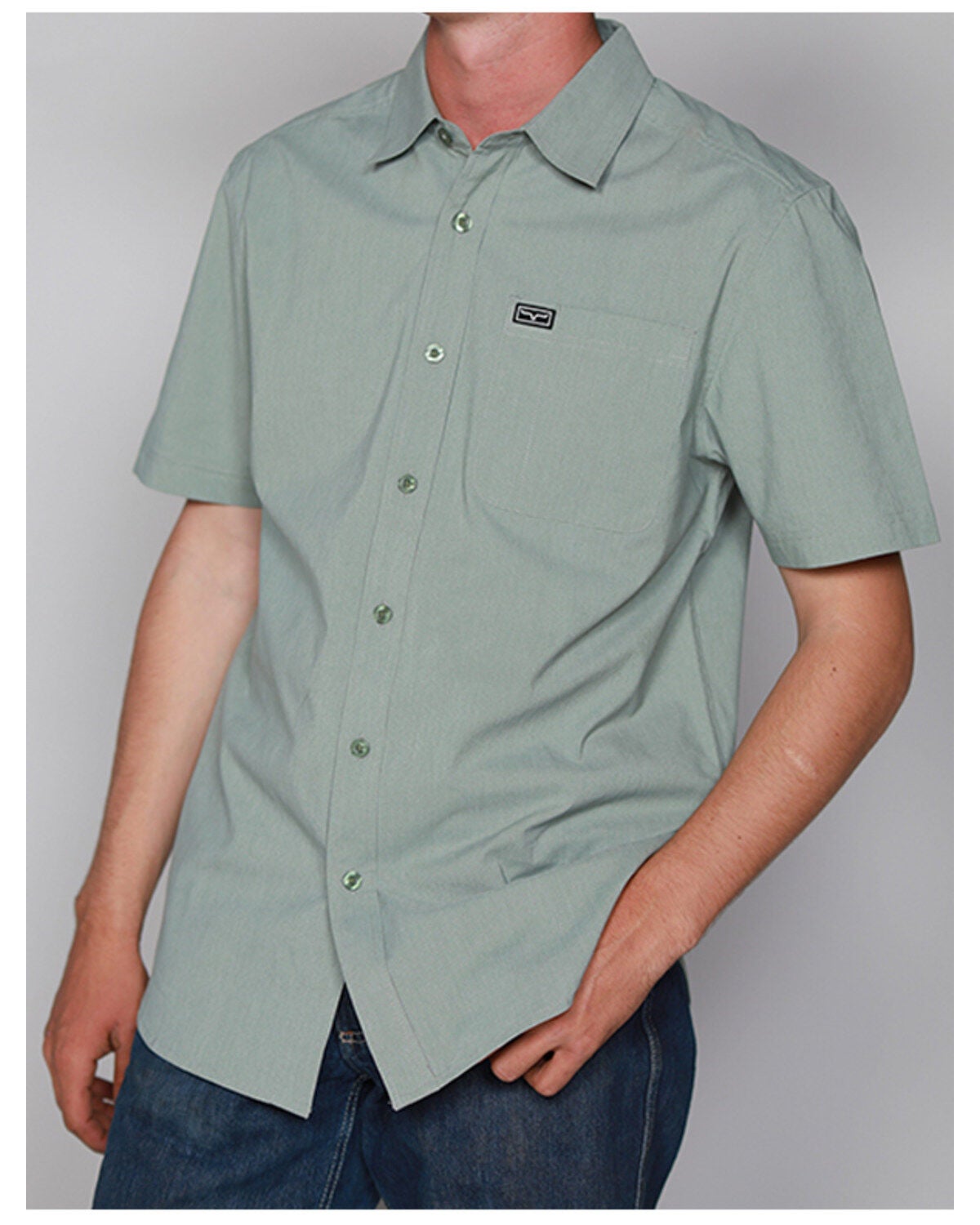 Kimes Ranch Men's Linville Solid Short Sleeve Button-Down Shirt, Sage, hi-res