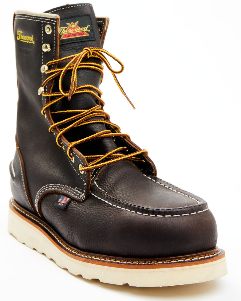 Thorogood Men's Brown American Heritage 8" Waterproof Work Boots - Steel Toe , Brown, hi-res