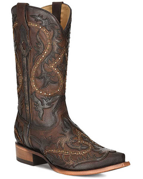 Corral Men's Embroidered and Embellished Western Boots - Snip Toe, Brown, hi-res