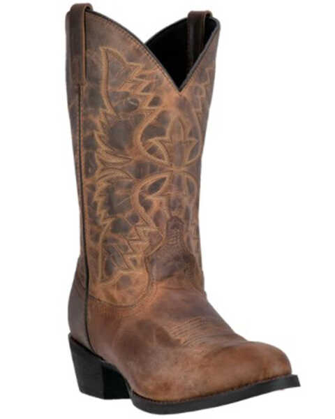 Laredo Men's Embroidered Round Toe Western Boots, Tan, hi-res