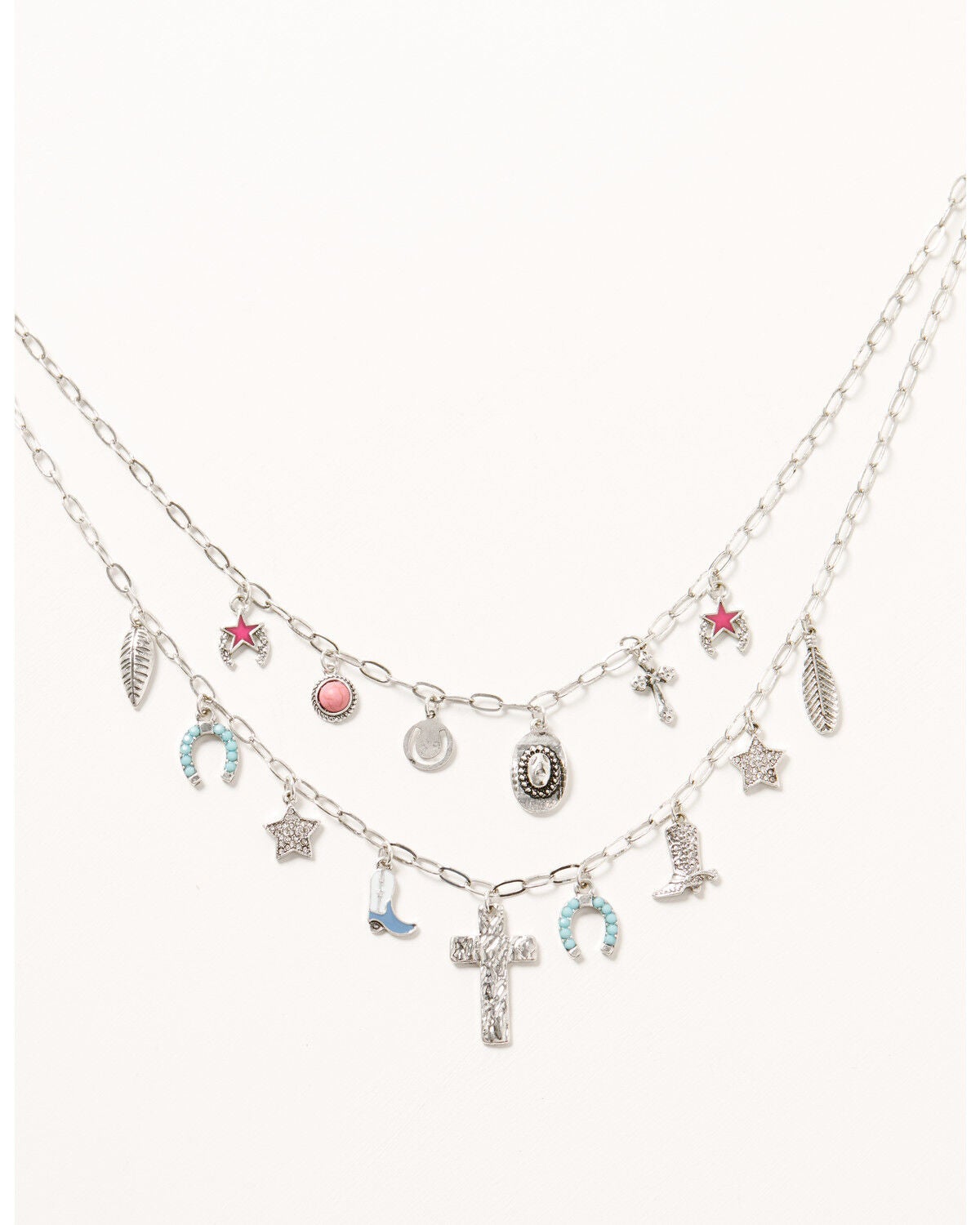 Shyanne Women's Western Charm Layered Necklace, Silver, hi-res