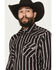 Image #2 - Cinch Men's Modern Fit Striped Long Sleeve Snap Western Shirt, Black, hi-res