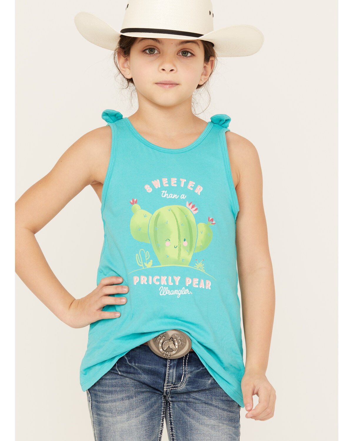 Image #1 - Wrangler Girls' Cactus Prickly Pear Graphic Tank Top, , hi-res