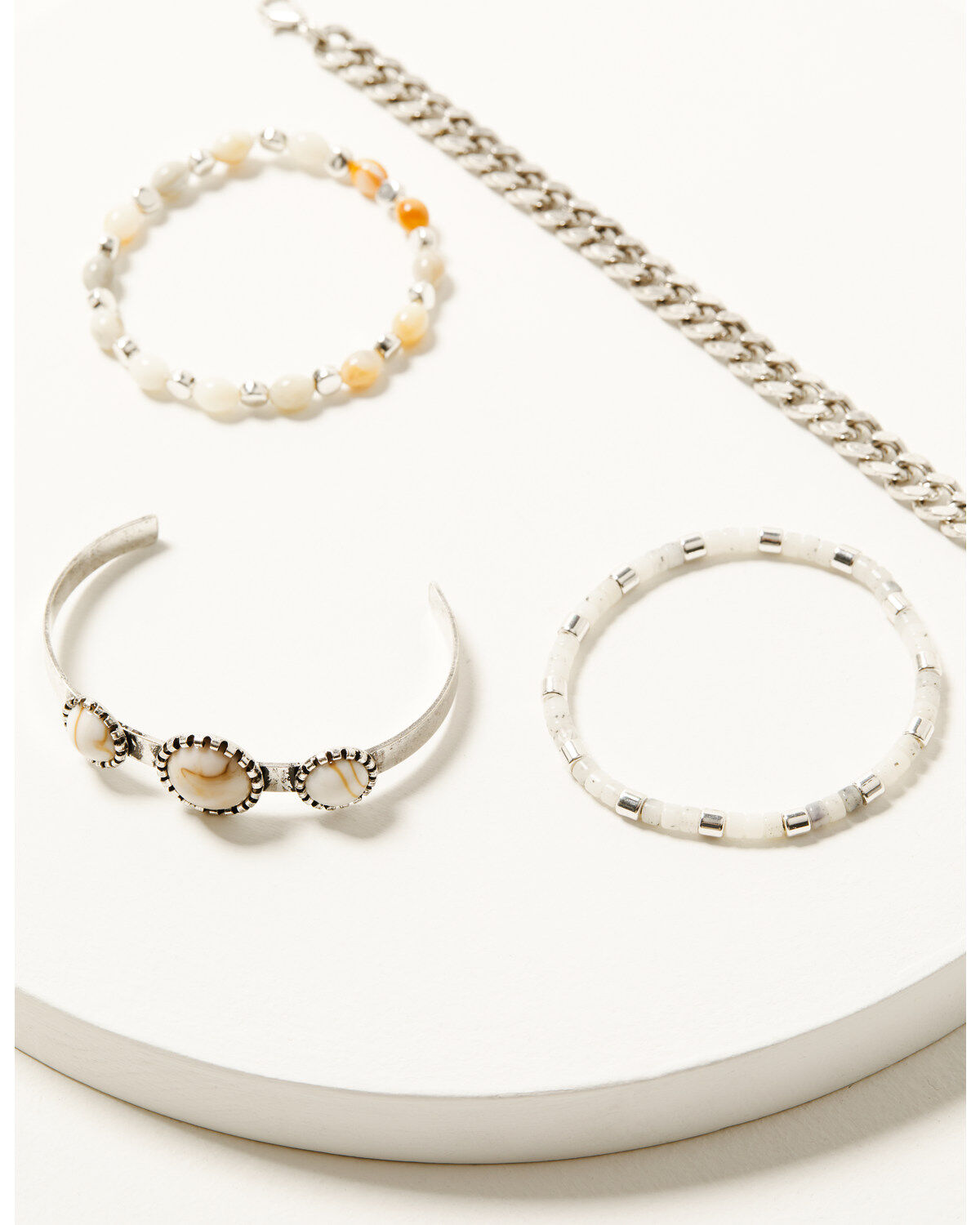 Image #1 - Shyanne Women's Natural Stone Mixed Media Bracelet Set - 4 Piece, Natural, hi-res