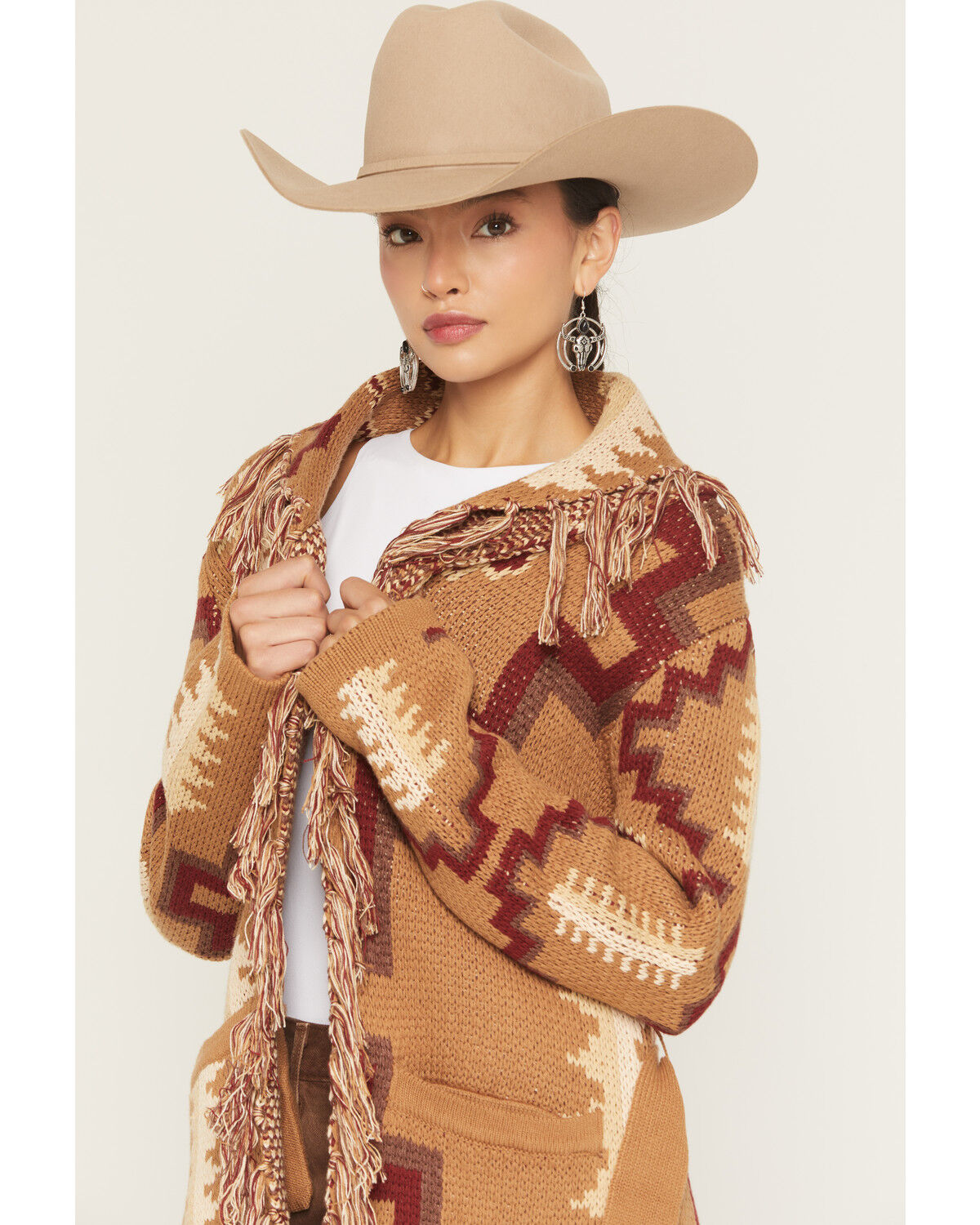 Image #2 - Tasha Polizzi Women's August Southwestern Print Cardigan, Brown, hi-res
