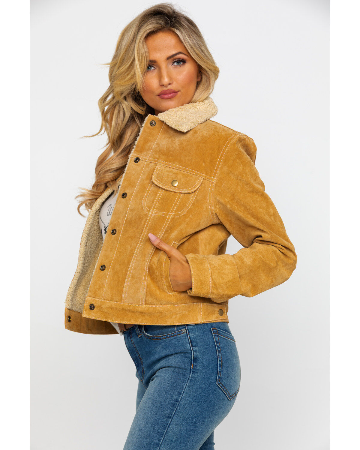 Image #3 - Scully Women's Faux Shearling Leather Jacket, Rust Copper, hi-res