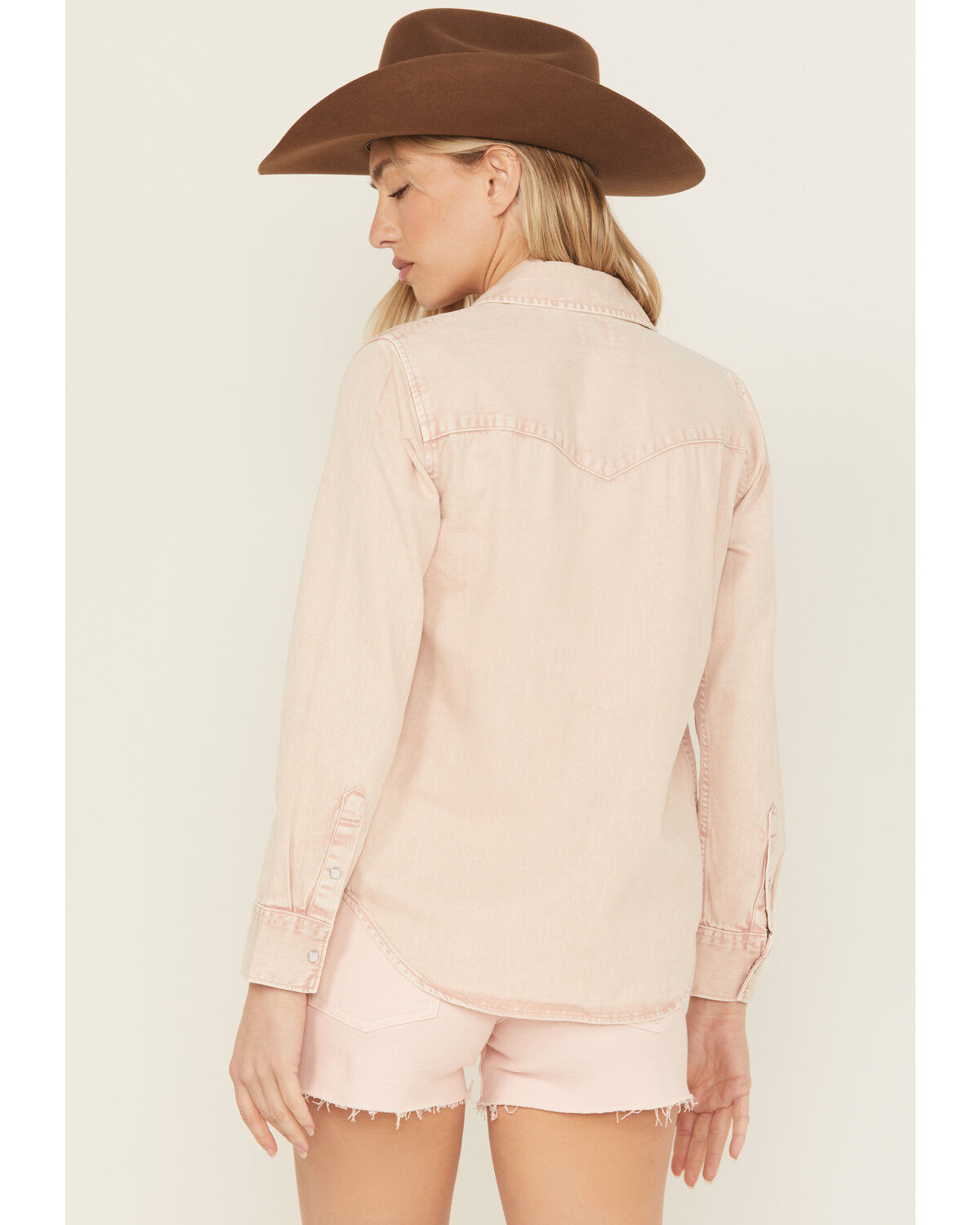 Image #4 - Levi's Women's Denim Long Sleeve Snap Western Shirt, Pink, hi-res