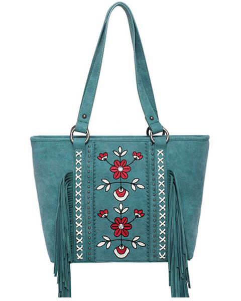 Wrangler Leather Fringe Purse for Women Western Hobo Bag Turquoise Concho  Shoulder Handbag