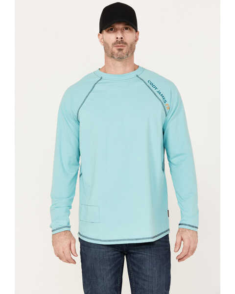 Cody James Men's FR Solid Long Sleeve Raglan Work T-Shirt , Teal, hi-res