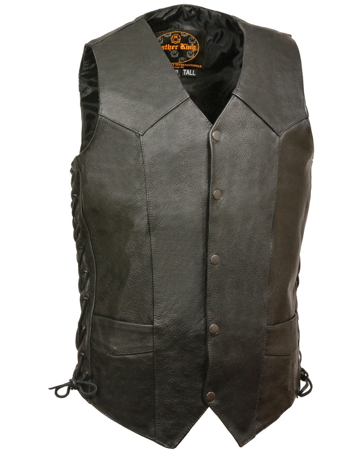 Milwaukee Leather Men's Classic Side Lace Biker Vest - XBig & Tall, Black, hi-res