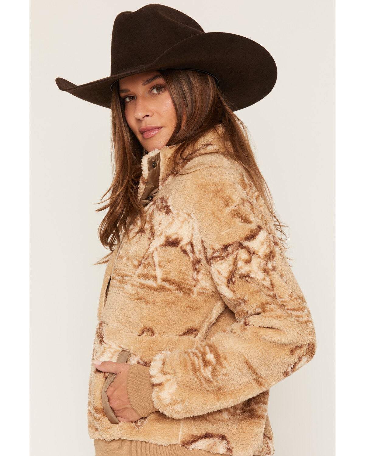 Image #2 - Ariat Women's Wild Horses Berber Pullover, Tan, hi-res