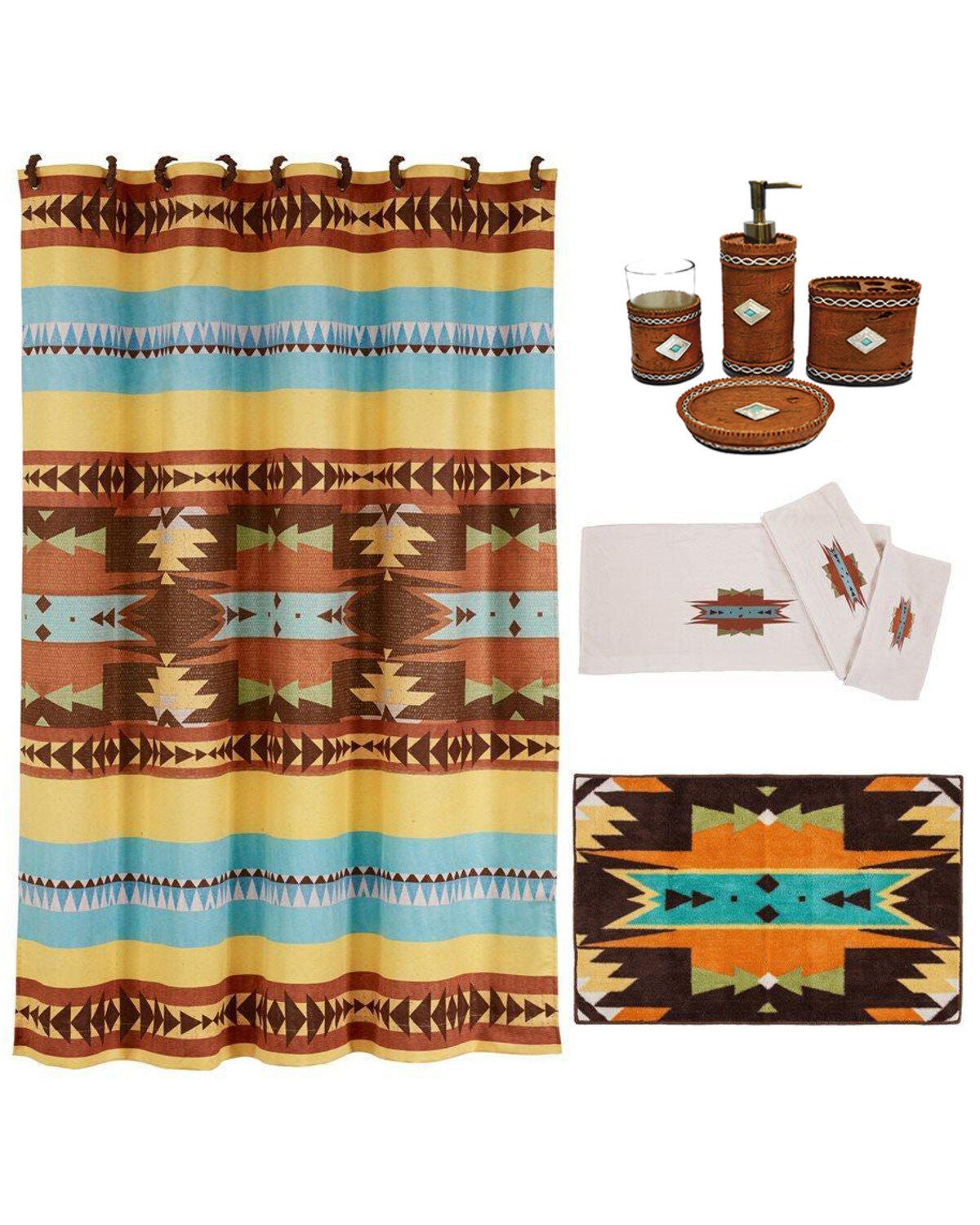 HiEnd Accents Navajo Bath Accessory & Mesa Towel Set - 9 Piece, Multi, hi-res