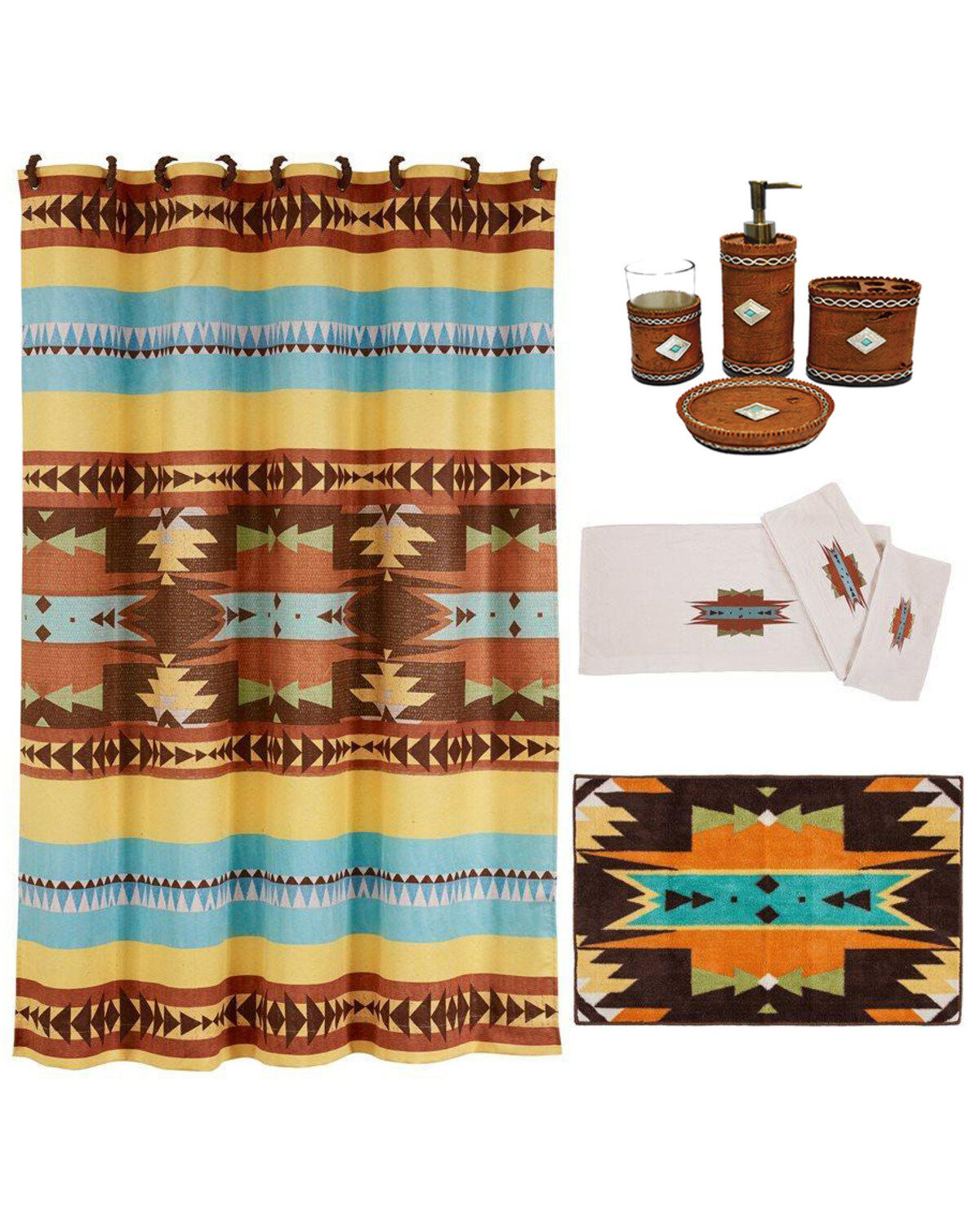 Image #1 - HiEnd Accents Navajo Bath Accessory & Mesa Towel Set - 9 Piece, Multi, hi-res