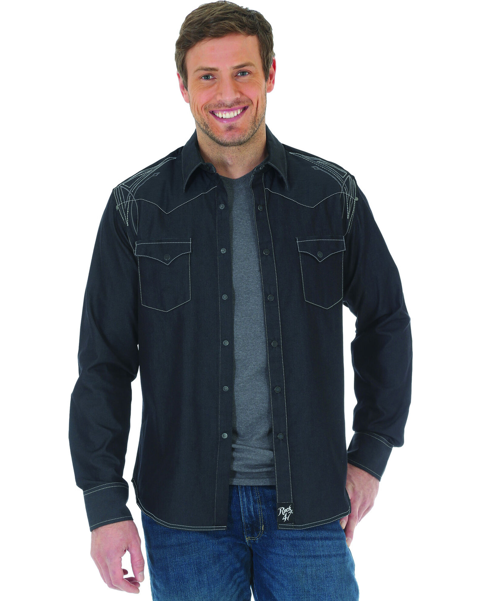 Rock 47 by Wrangler Men's Embroidered Long Sleeve Snap Shirt | Boot Barn