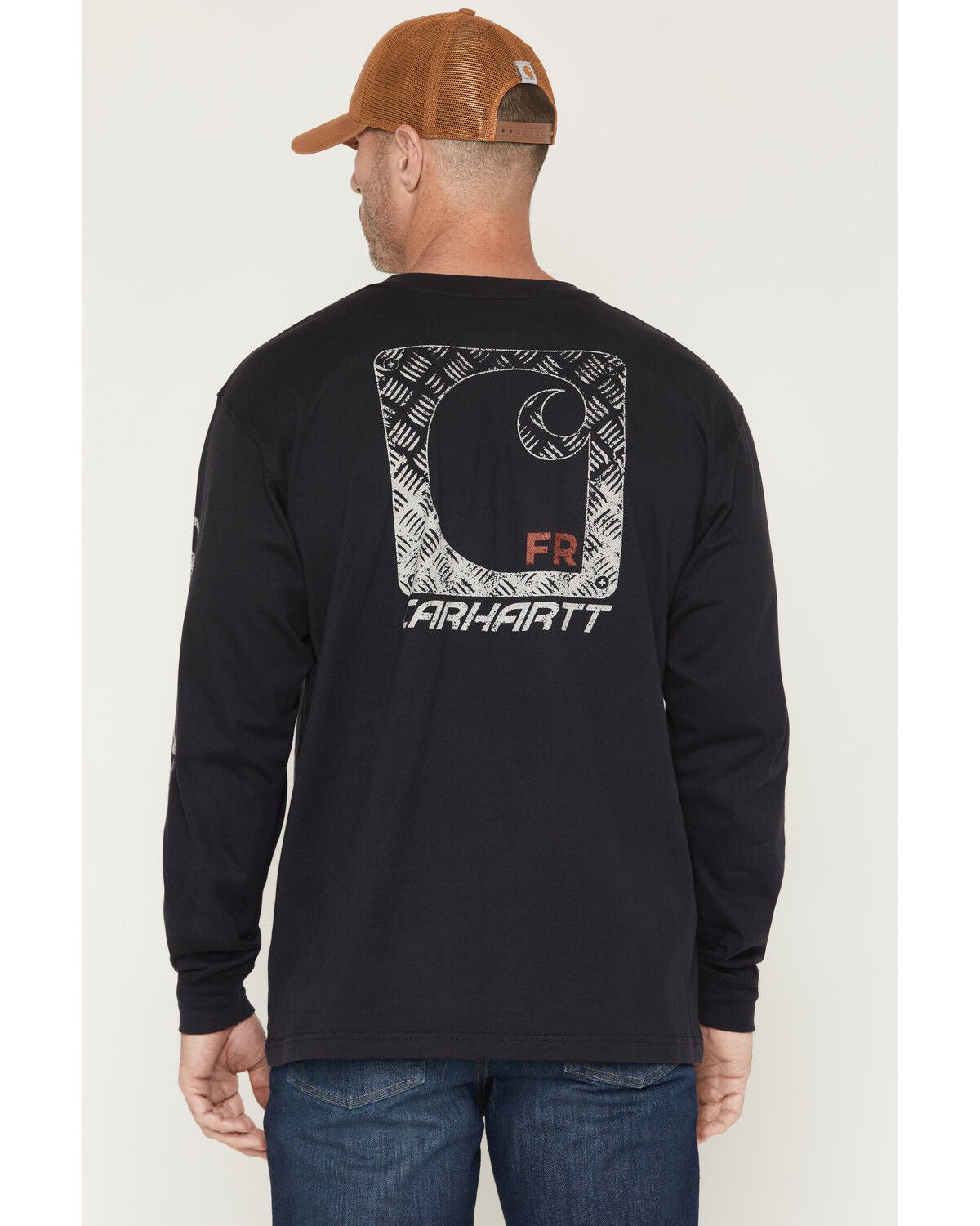 Image #2 - Carhartt Men's FR Loose Fit Long Sleeve Lightweight Diamond Plate Graphic Work T-Shirt, Black, hi-res
