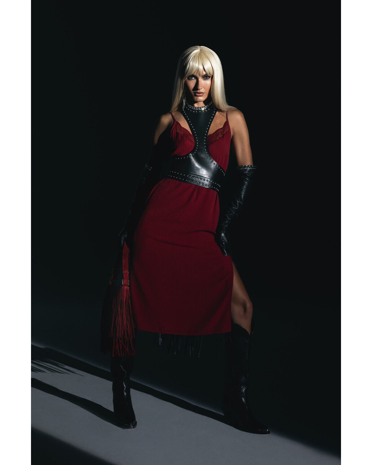 Idyllwind Women's Moss Rose Lace Trim Slip Midi Dress, Wine, hi-res