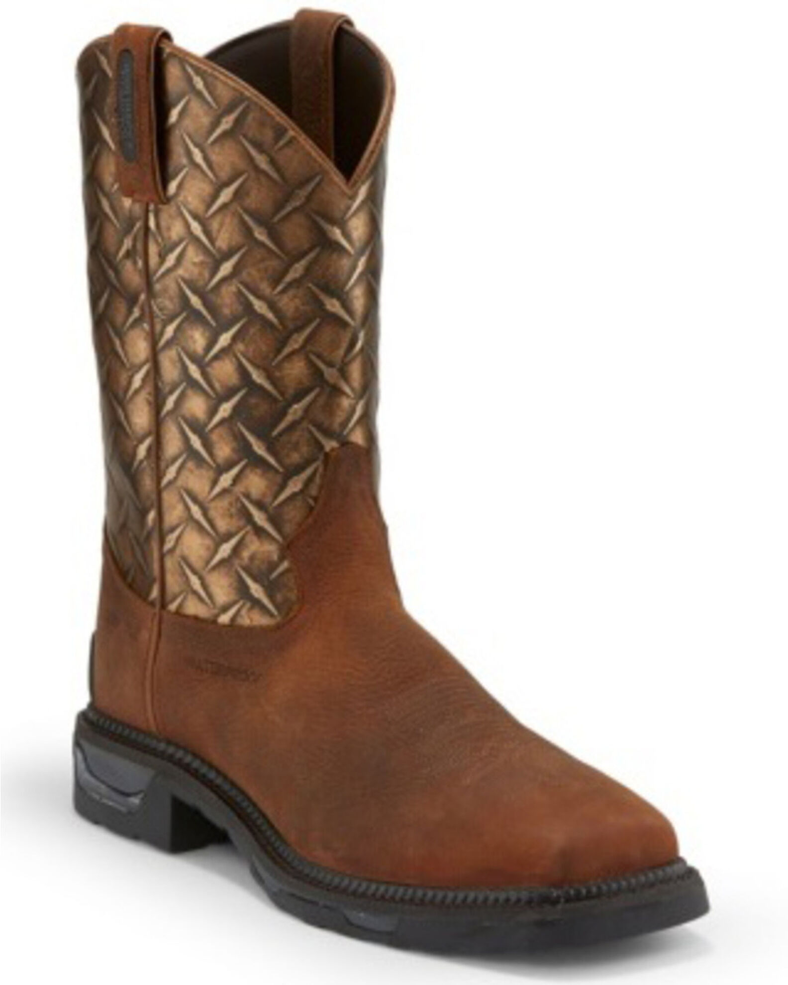 Product Name Tony Lama Men s Diboll Rust Diamond Plate Western Work Boots Composite Toe