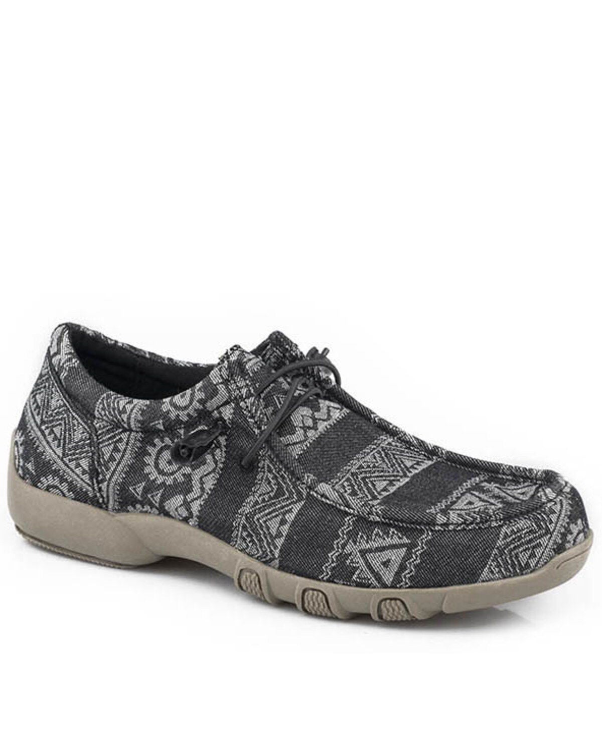 Roper Women's Chillin' Southwestern Casual Shoes - Moc Toe, Black, hi-res