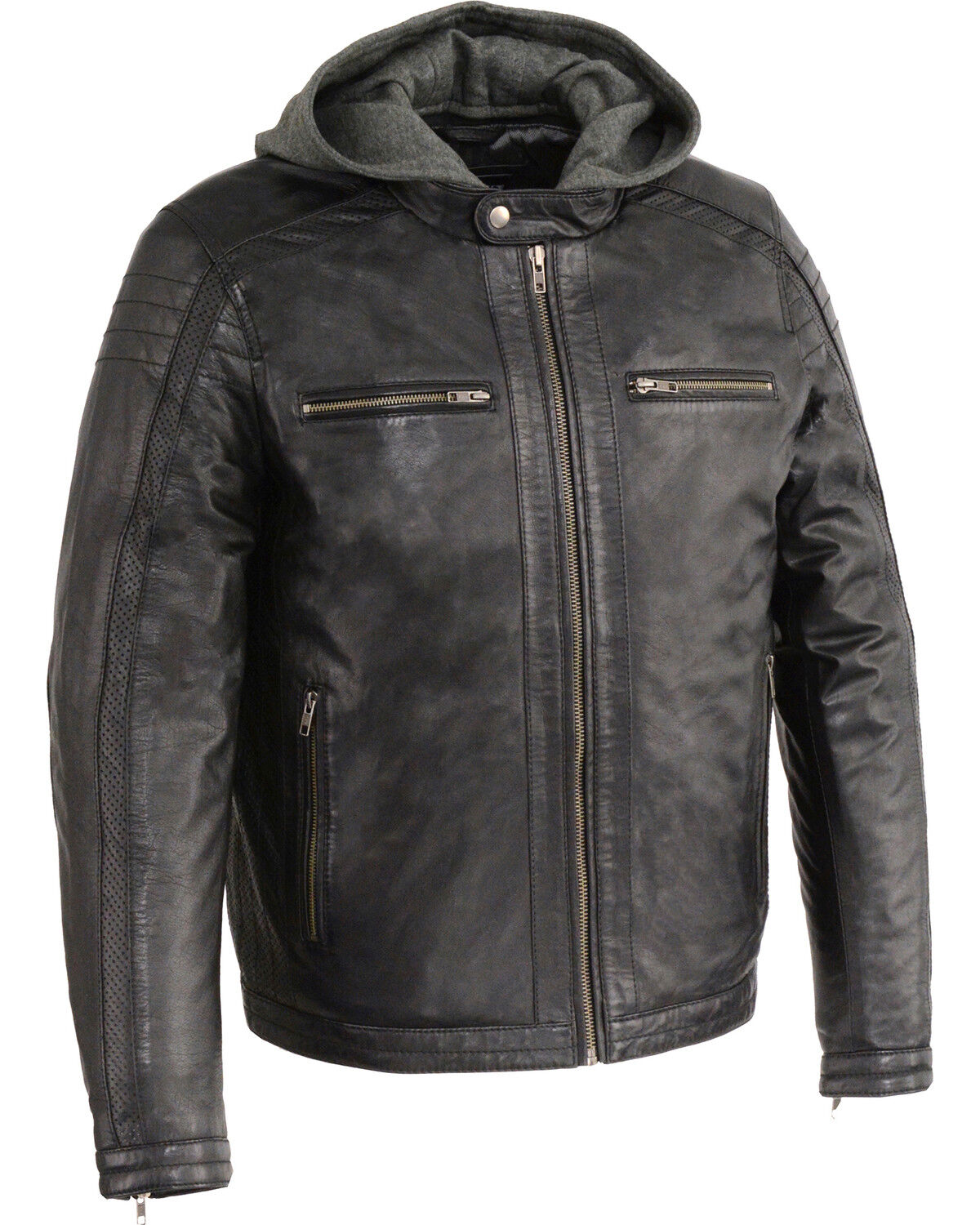 Milwaukee Leather Men's Zipper Front Jacket w/ Removable Hood - Big 3X