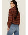 Image #4 - Cleo + Wolf Women's Chelsea Plaid Print Long Sleeve Button-Down Cropped Shirt, Brandy Brown, hi-res