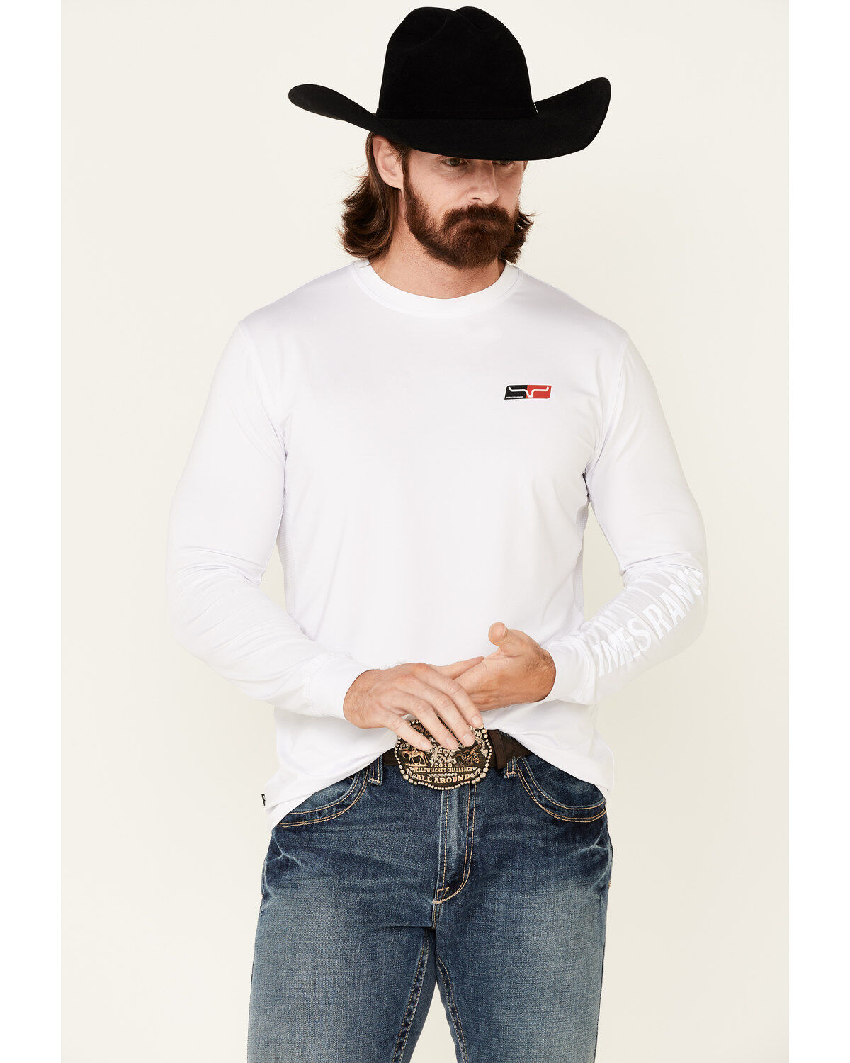 Image #1 - Kimes Ranch Men's White KR2 Performance Logo Long Sleeve T-Shirt, , hi-res