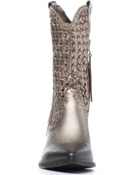 Image #3 - Golo Women's Reverse Woven Shaft Western Fashion Boots - Snip Toe, Steel Blue, hi-res