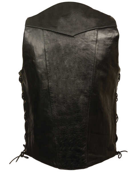 Milwaukee Leather Men's 4X 10 Pocket Side Lace Vest - Tall, Black, hi-res