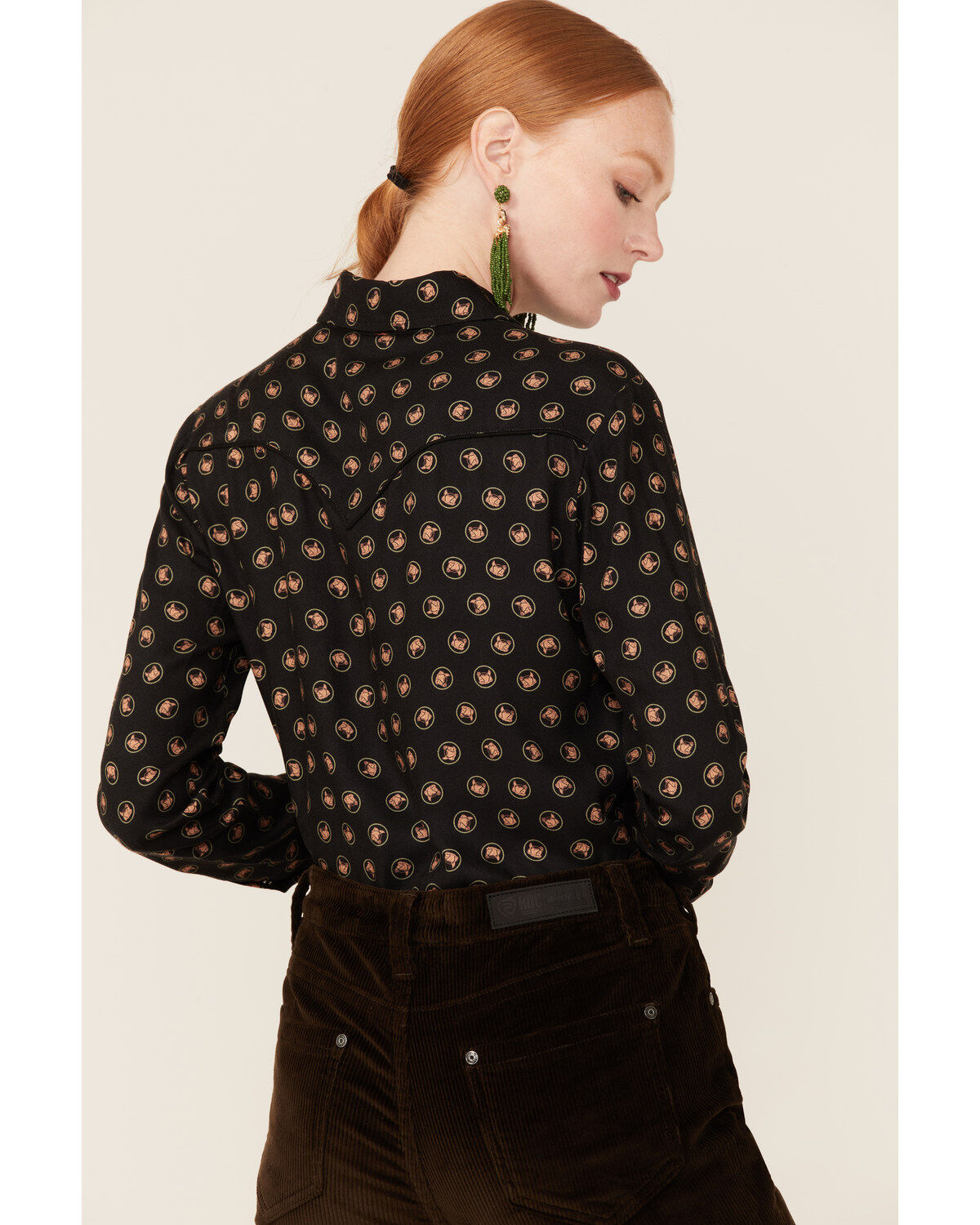Image #3 - Stetson Women's Horse Pattern Long Sleeve Snap Western Shirt, Black, hi-res