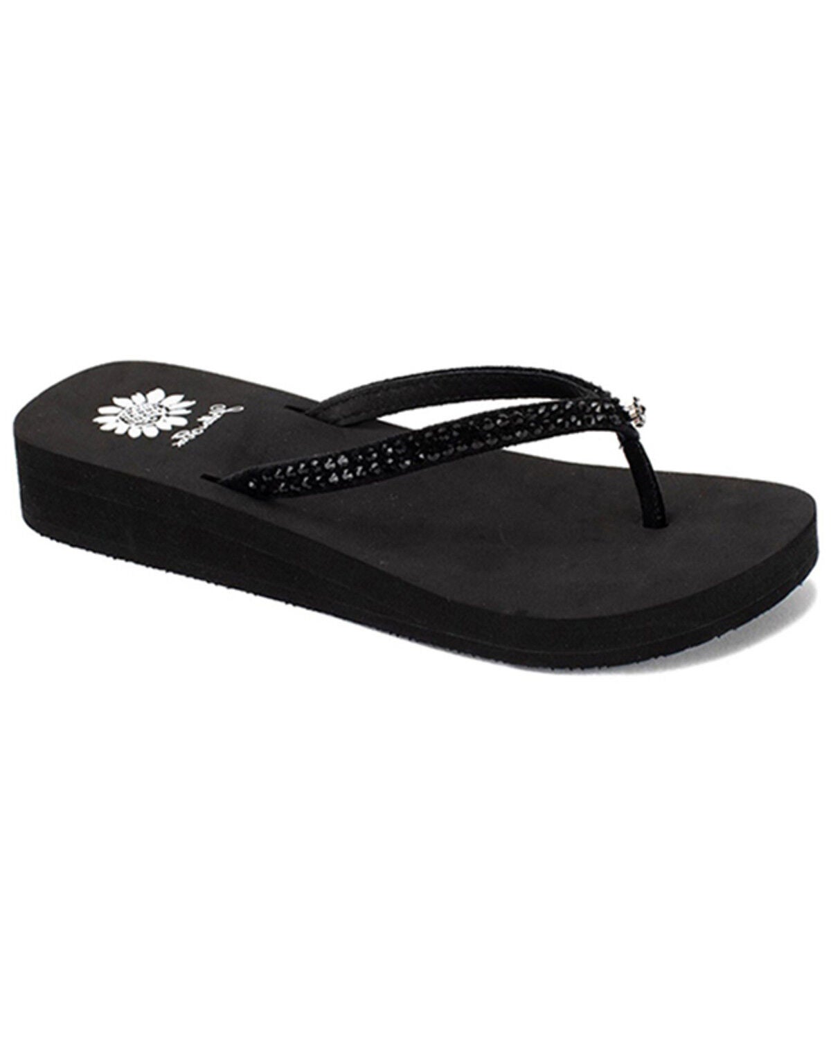 Image #1 - Yellow Box Women's Jello Rhinestone Sandals, Black, hi-res
