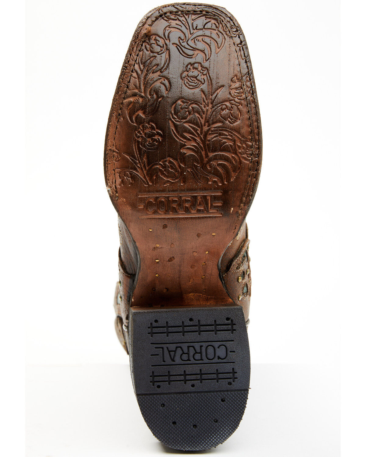 Image #8 - Corral Women's Studded Floral Embroidery Western Boots - Square Toe, , hi-res