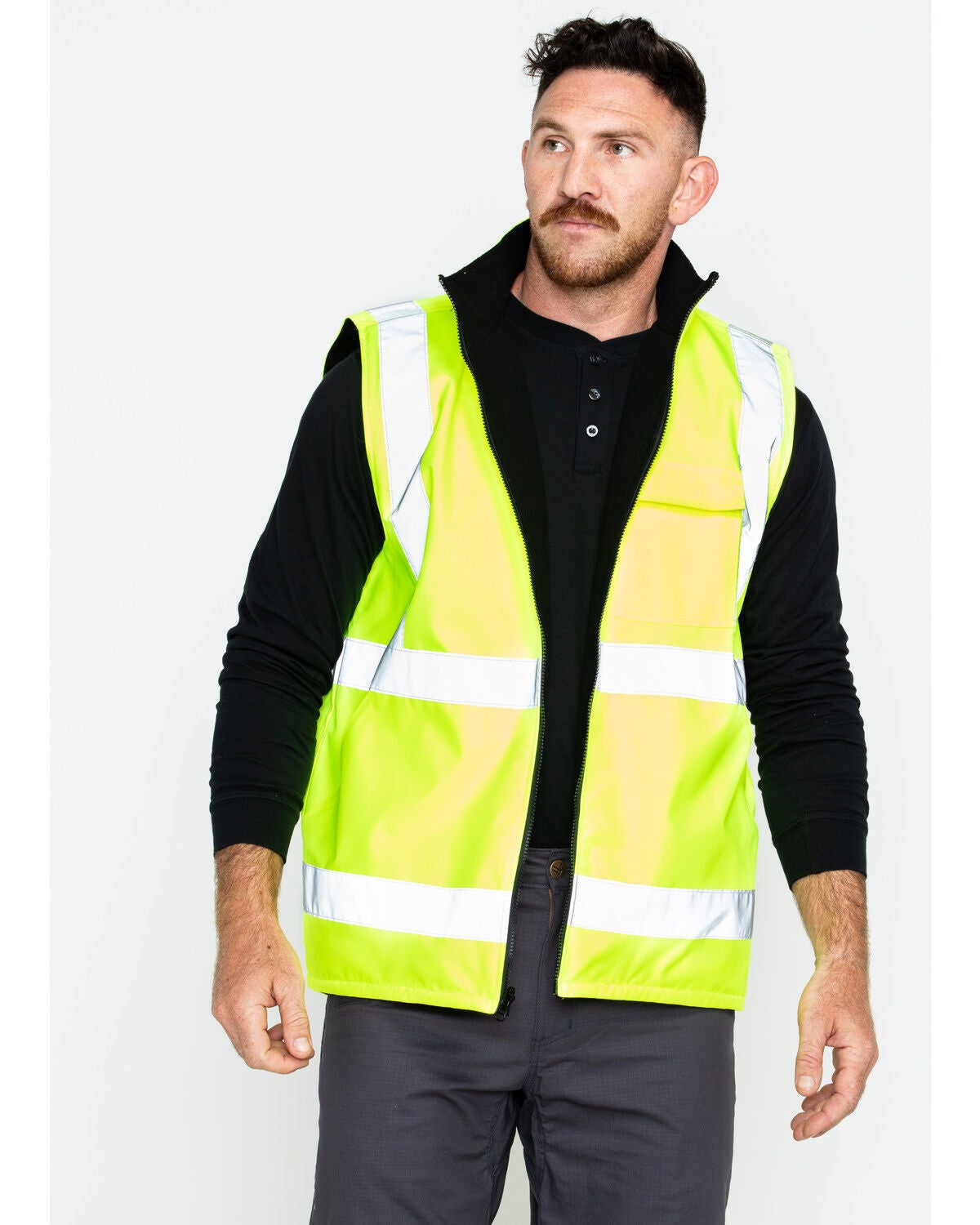 Hawx Men's Reversible Hi-Vis Reflective Work Vest - Big & Tall, Yellow, hi-res