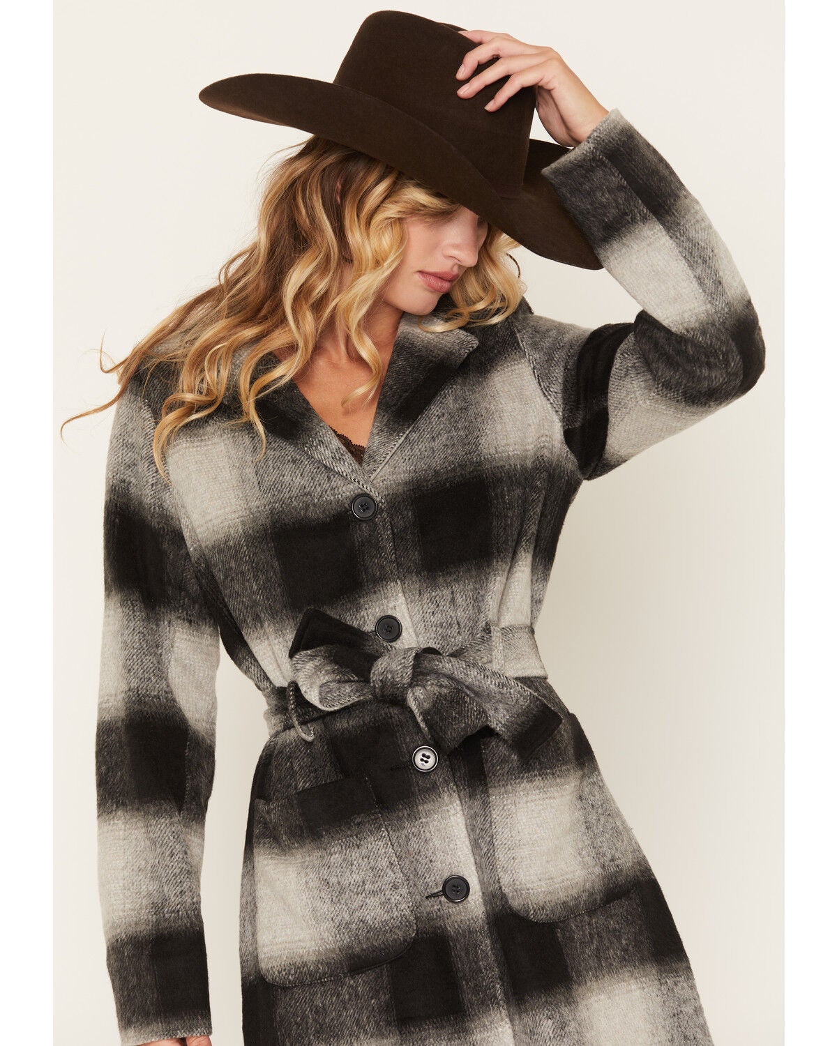 Image #2 - Outback Trading Co Women's Brooklyn Plaid Print Button-Down Coat, Grey, hi-res