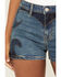 Image #2 - Rock & Roll Denim Women's Medium Wash High Rise Two-Toned Denim Shorts, Medium Wash, hi-res