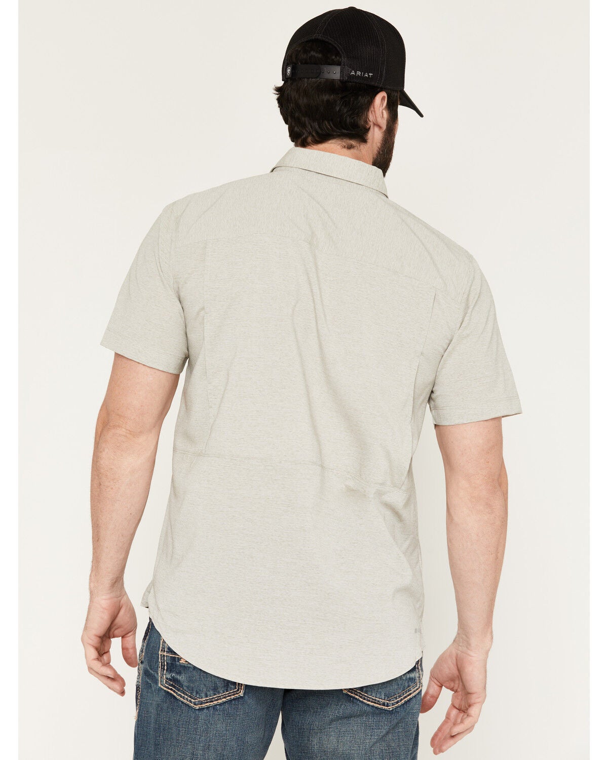 Image #4 - Ariat Men's VentTek Solid Short Sleeve Button-Down Performance Western Shirt, Tan, hi-res