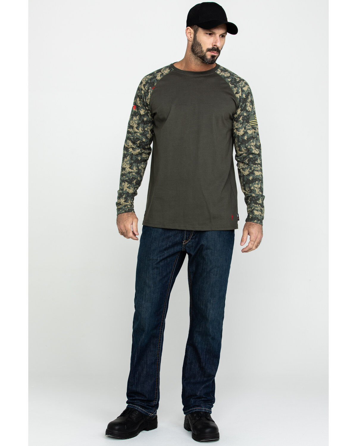 Image #6 - Ariat Men's Camo FR Baseball Long Sleeve Work Shirt, , hi-res