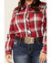 Image #2 - Roper Women's Plaid Print Bull Embroidered Yoke Long Sleeve Snap Western Core Shirt - Plus, Red, hi-res